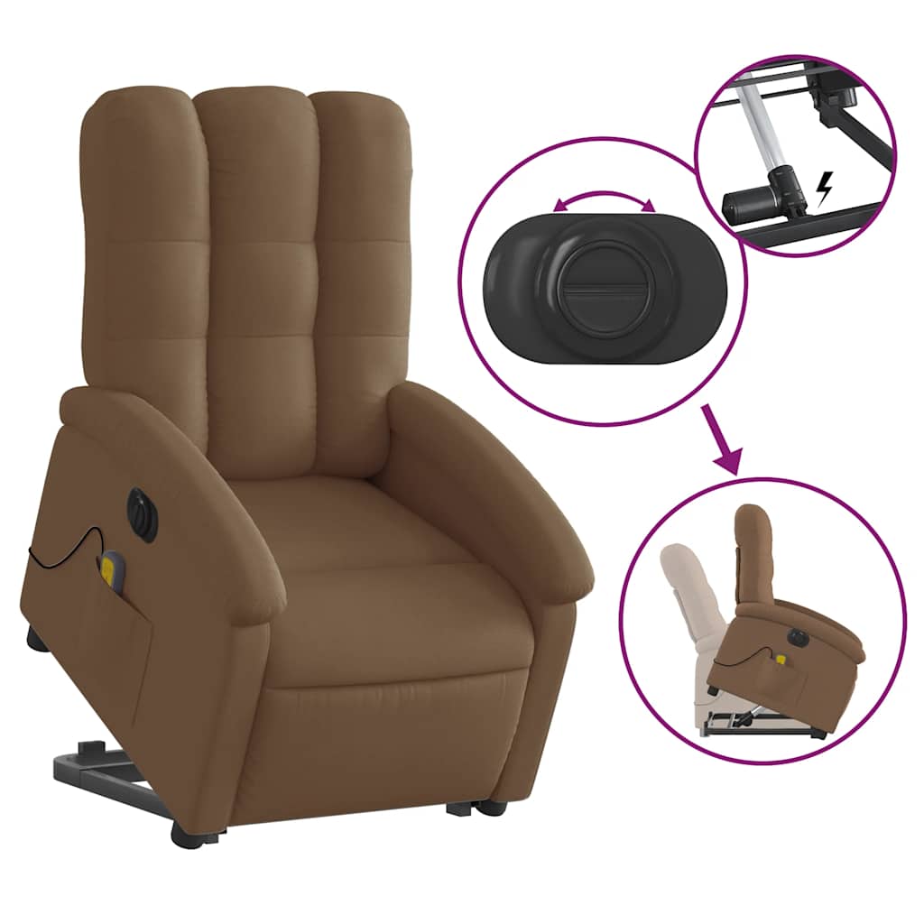 Fauteuil inclinable de massage électrique Marron Tissu - XIOS