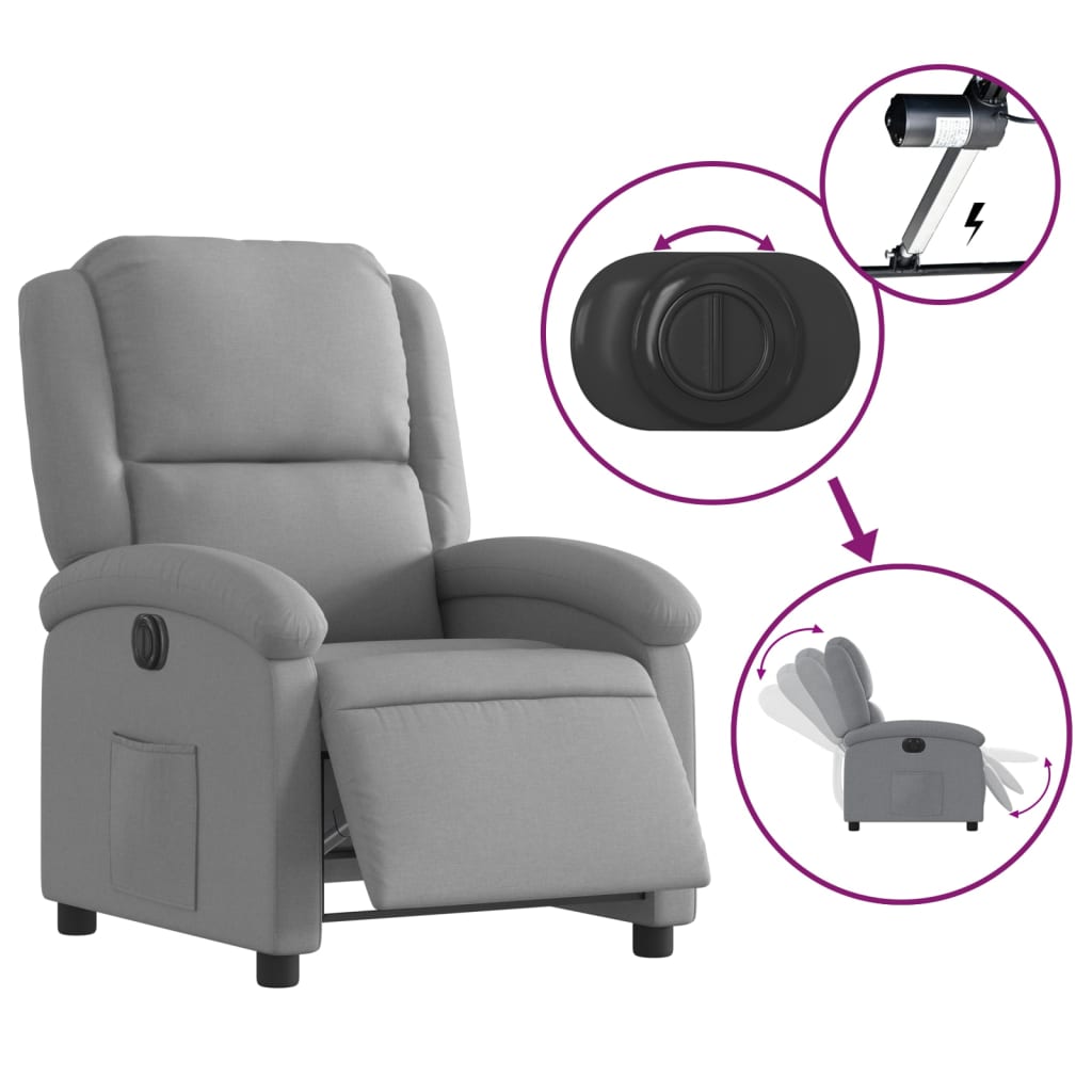 Fauteuil inclinable électrique Gris clair Tissu - XIOS