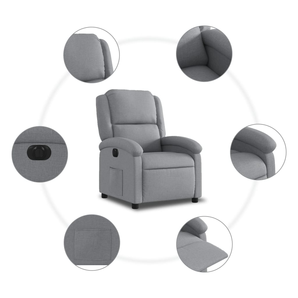 Fauteuil inclinable électrique Gris clair Tissu - XIOS