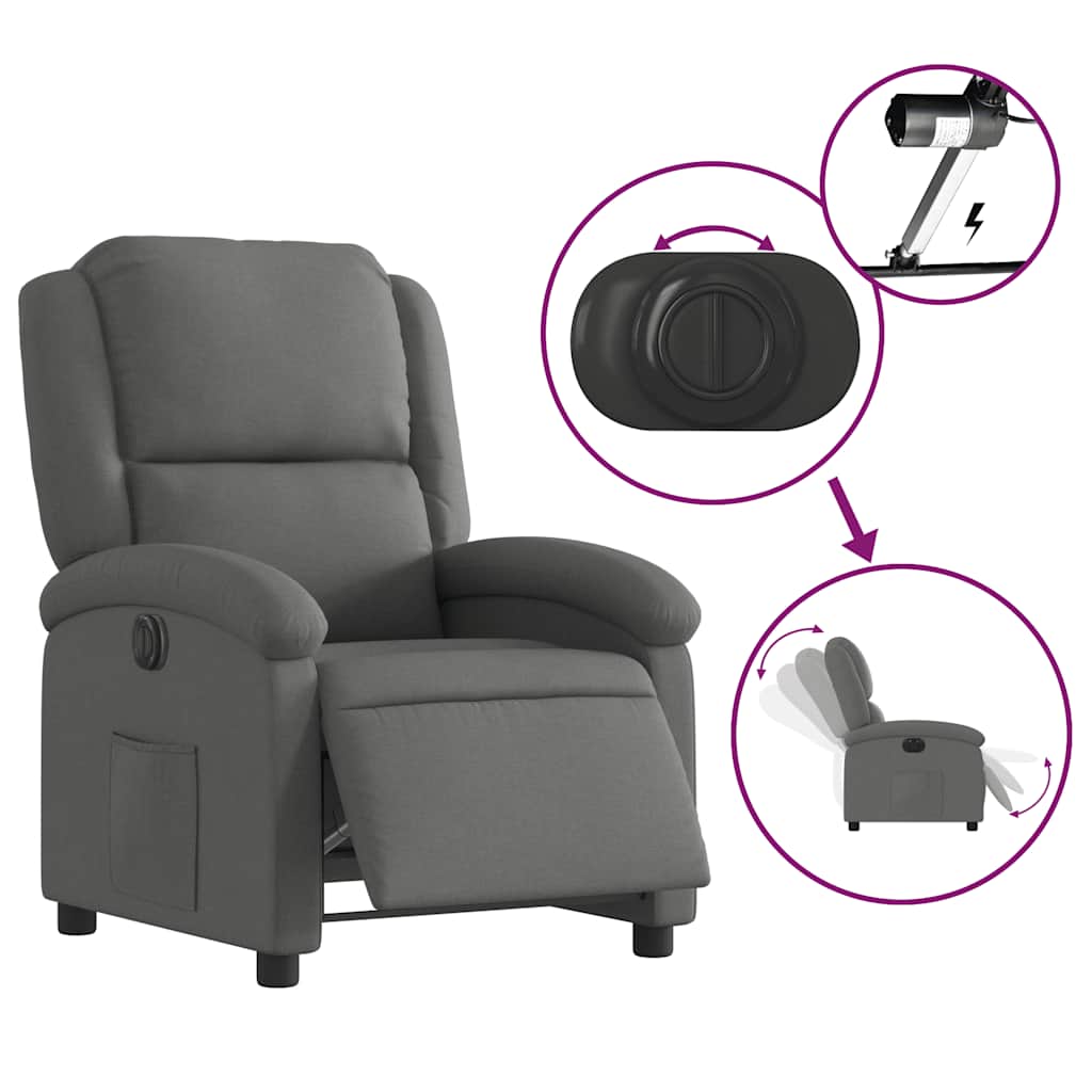 Fauteuil inclinable électrique Gris foncé Tissu - XIOS