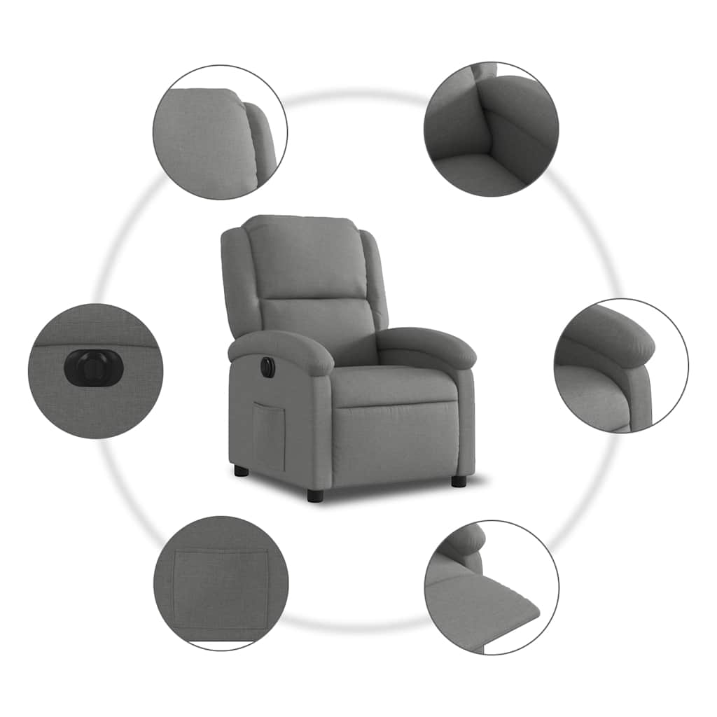 Fauteuil inclinable électrique Gris foncé Tissu - XIOS