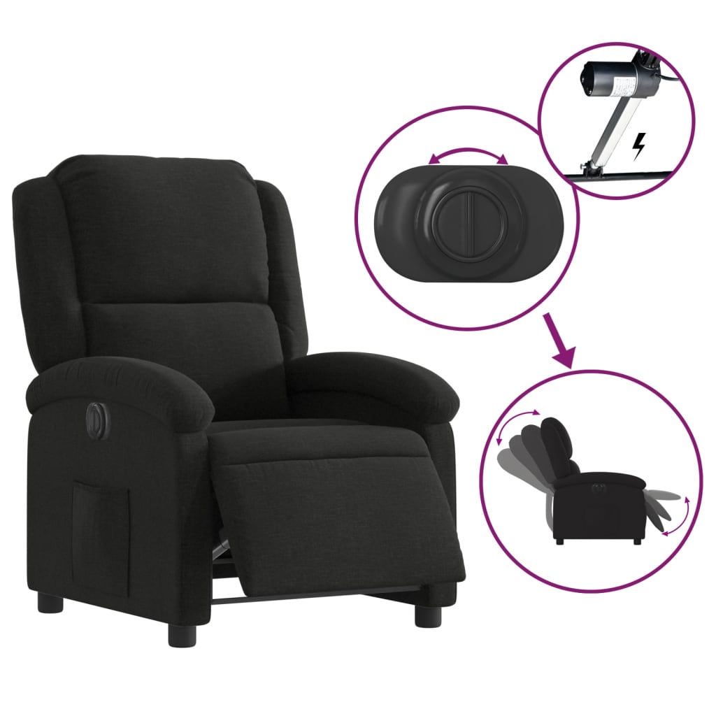 Fauteuil inclinable électrique Noir Tissu - XIOS