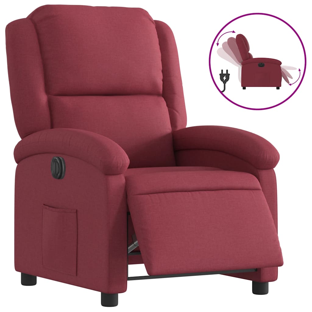 Fauteuil inclinable électrique Rouge bordeaux Tissu - XIOS