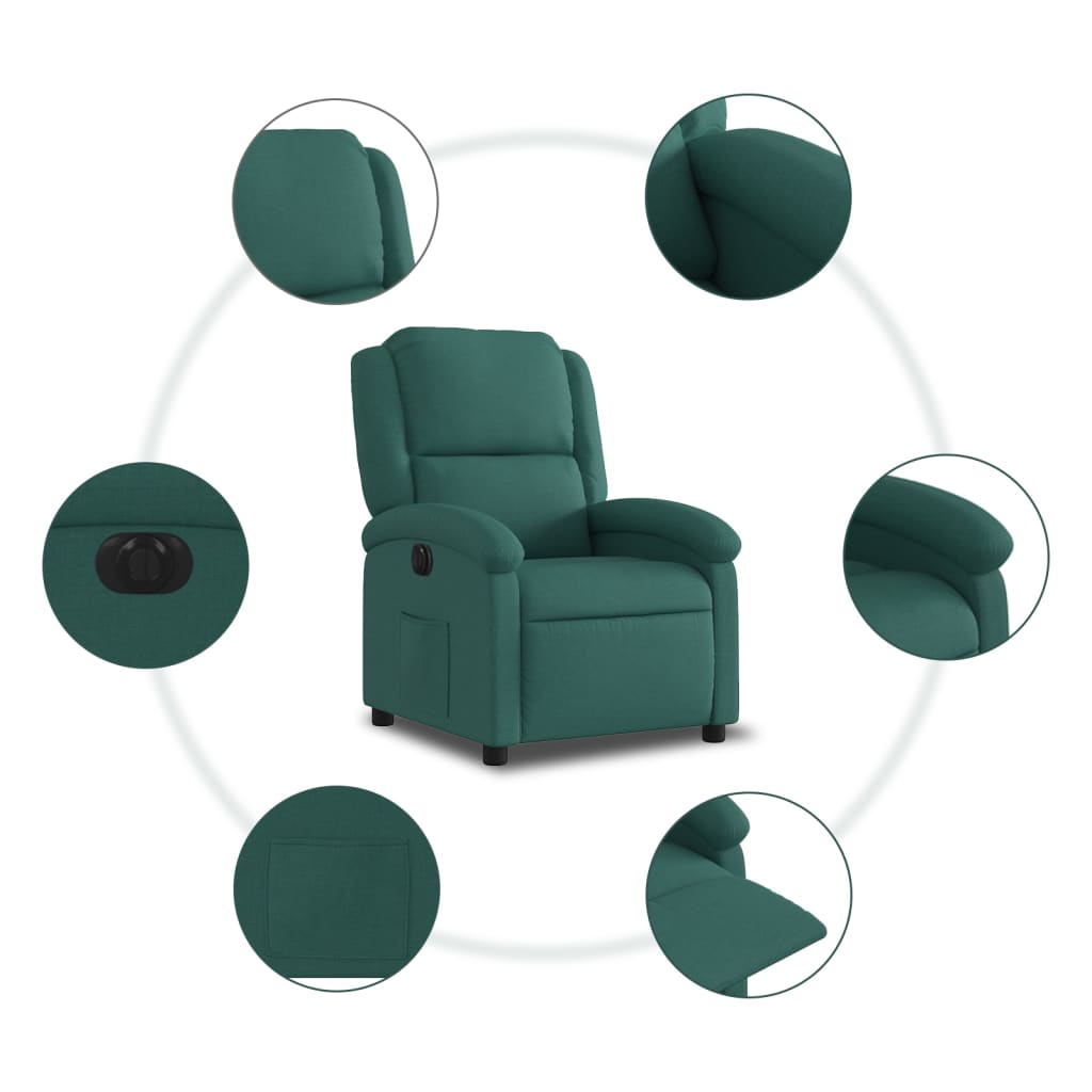 Fauteuil inclinable électrique Vert foncé Tissu - XIOS