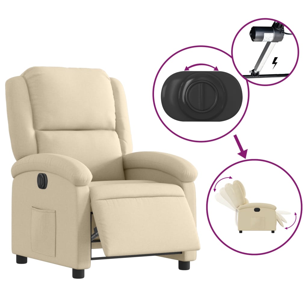 Fauteuil inclinable électrique Crème Tissu - XIOS