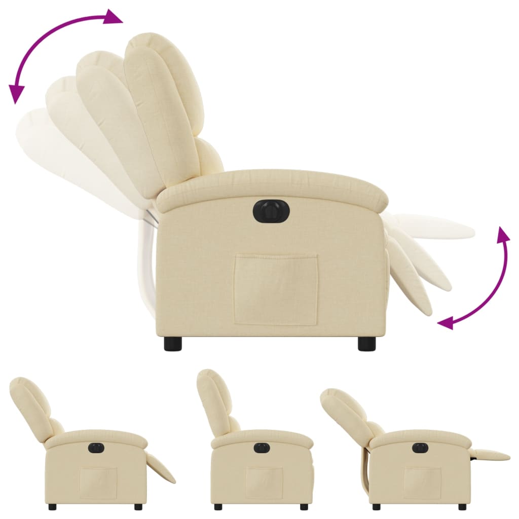 Fauteuil inclinable électrique Crème Tissu - XIOS