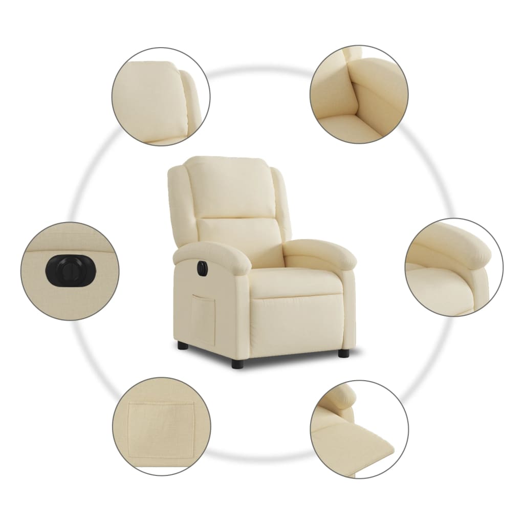 Fauteuil inclinable électrique Crème Tissu - XIOS