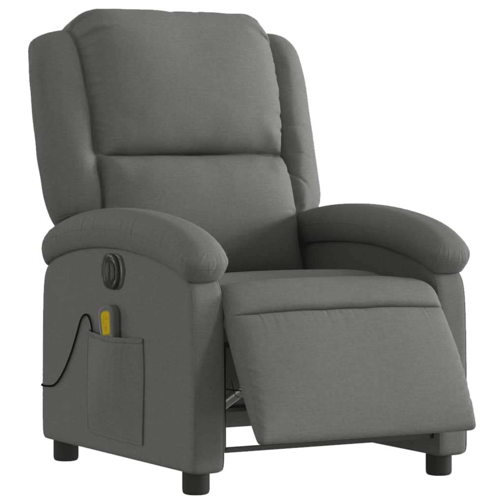 Fauteuil inclinable de massage électrique gris foncé tissu - XIOS