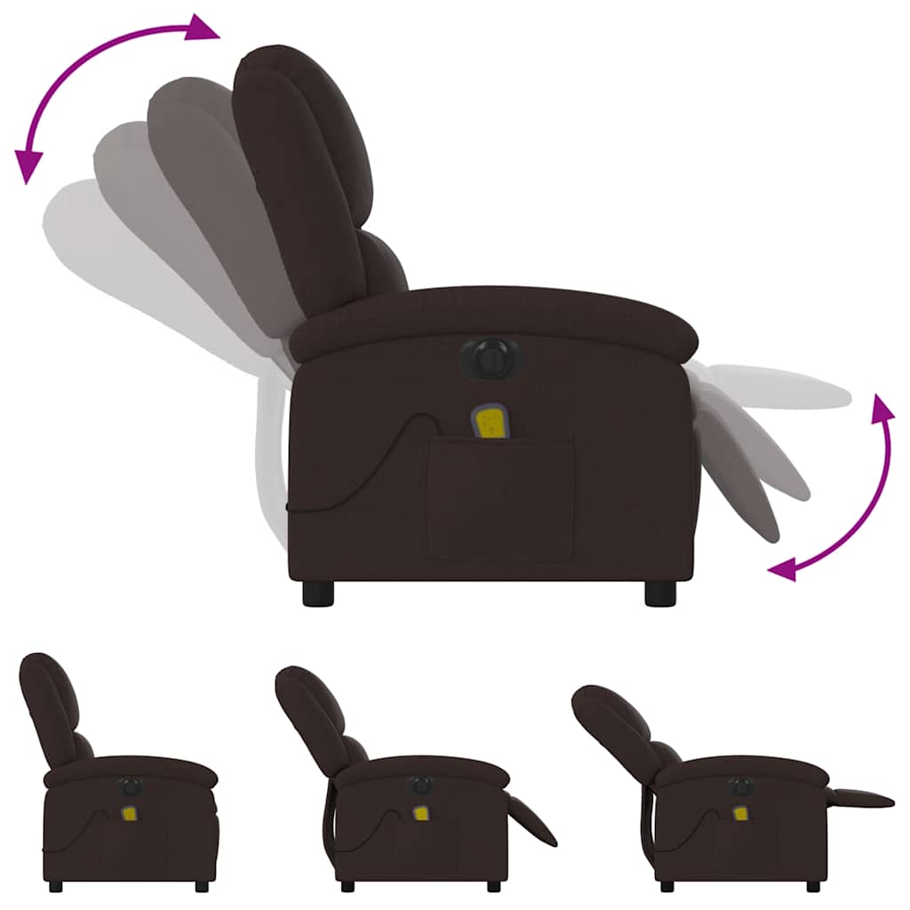 Fauteuil de massage inclinable électrique Marron foncé Tissu - XIOS