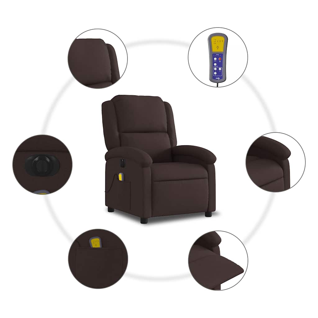 Fauteuil de massage inclinable électrique Marron foncé Tissu - XIOS
