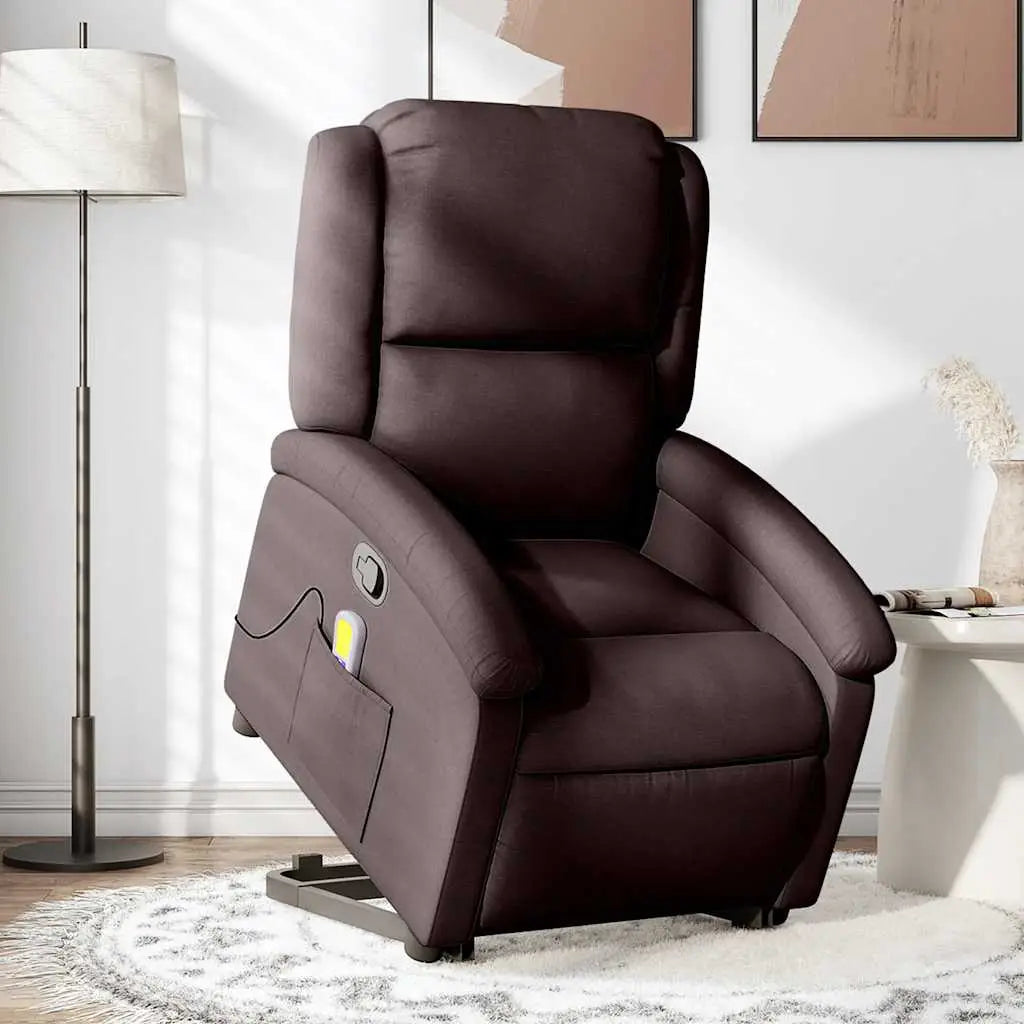 Fauteuil inclinable de massage Marron foncé Tissu - XIOS