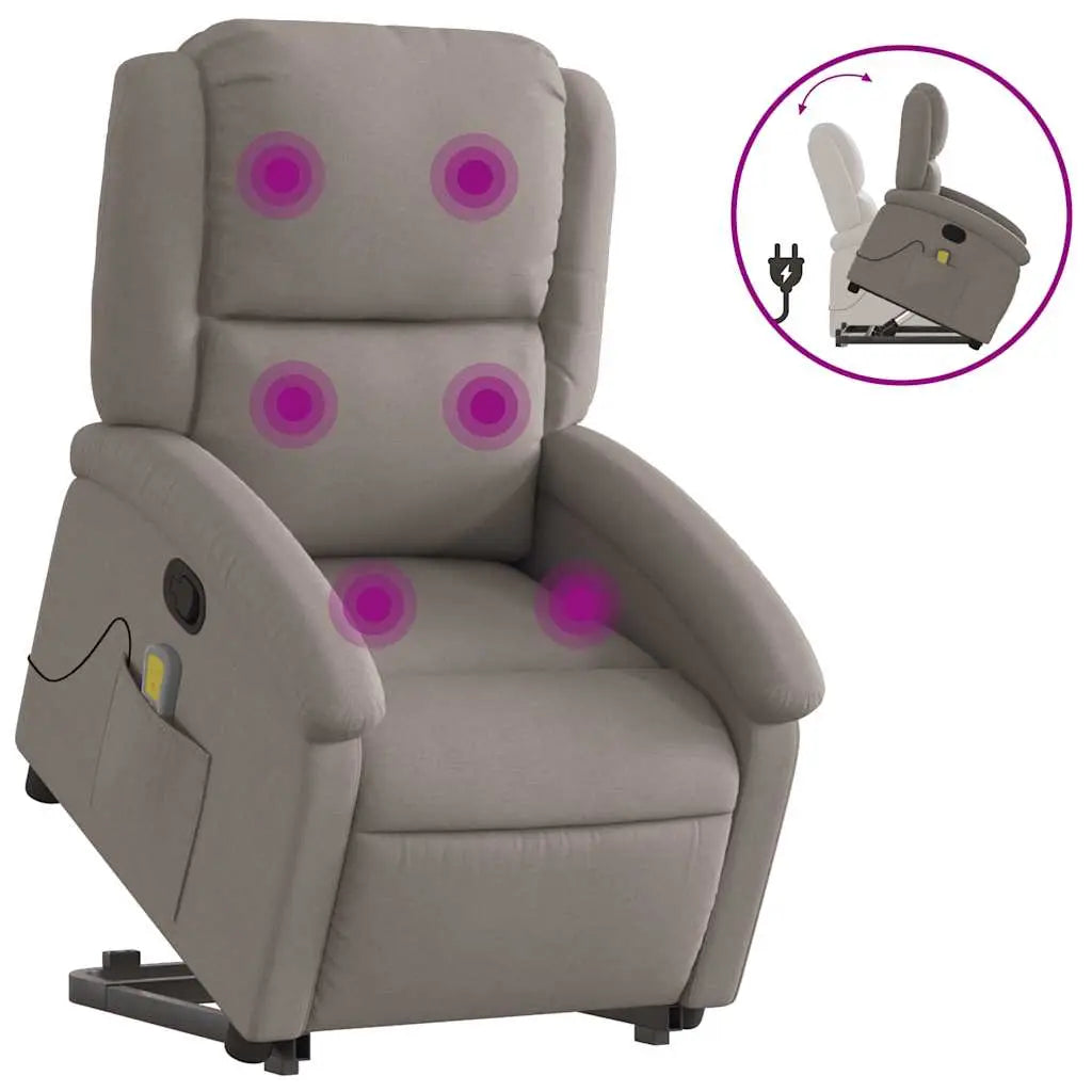Fauteuil inclinable de massage Taupe Tissu - XIOS