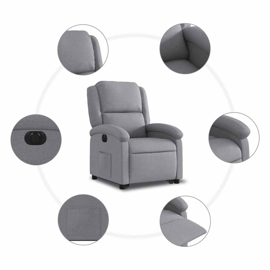 Fauteuil inclinable électrique gris clair tissu - XIOS