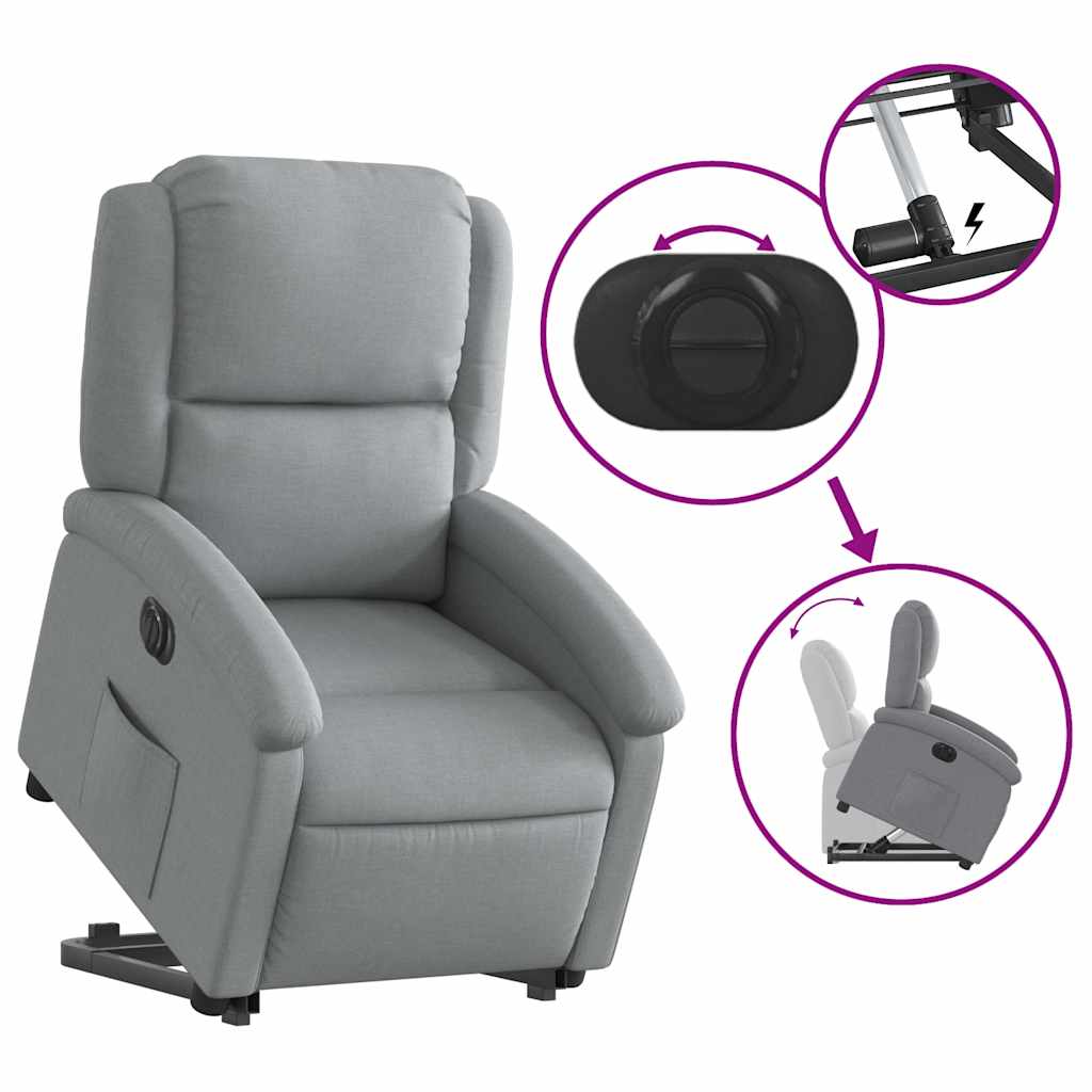 Fauteuil inclinable électrique gris clair tissu - XIOS