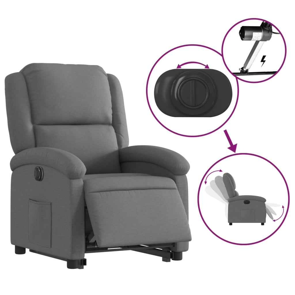 Fauteuil inclinable électrique gris foncé tissu - XIOS