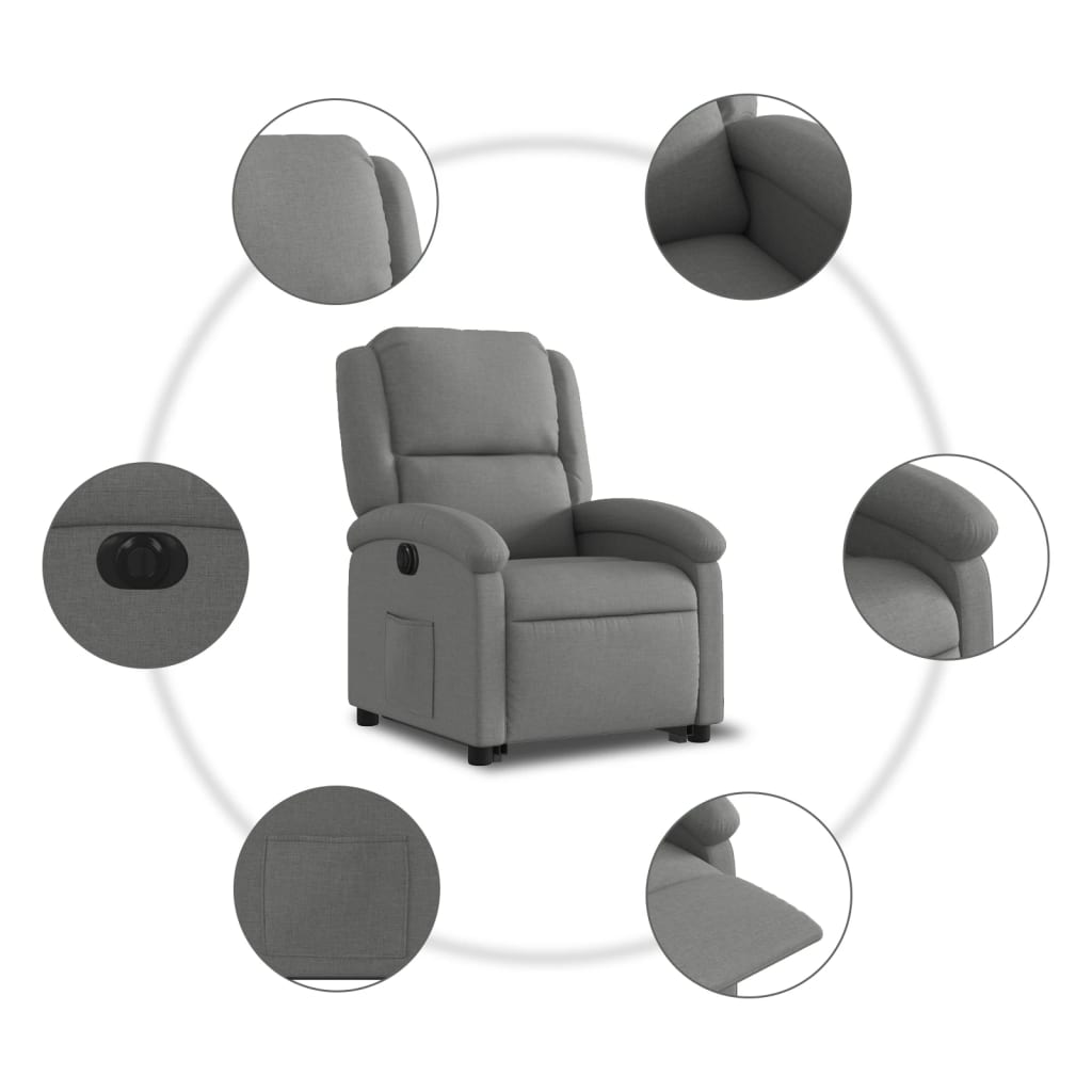Fauteuil inclinable électrique gris foncé tissu - XIOS