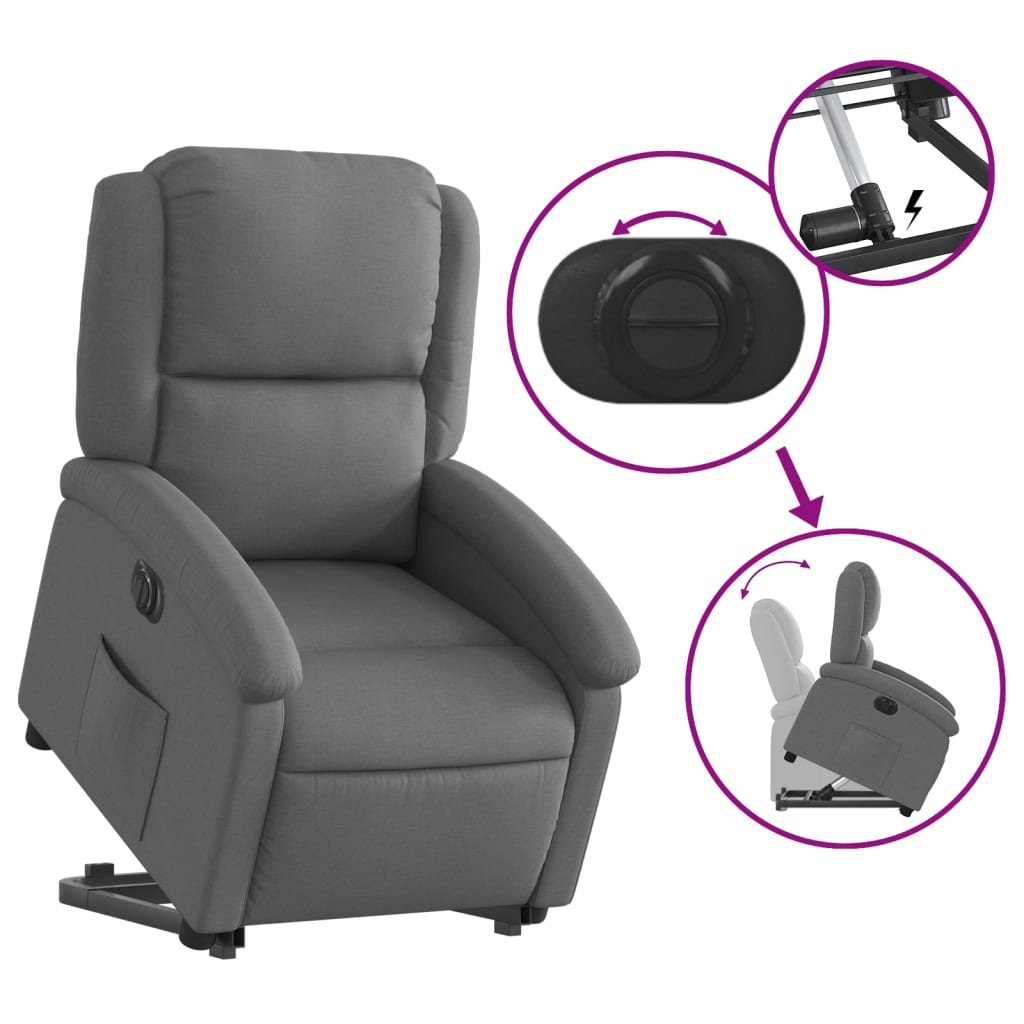 Fauteuil inclinable électrique gris foncé tissu - XIOS