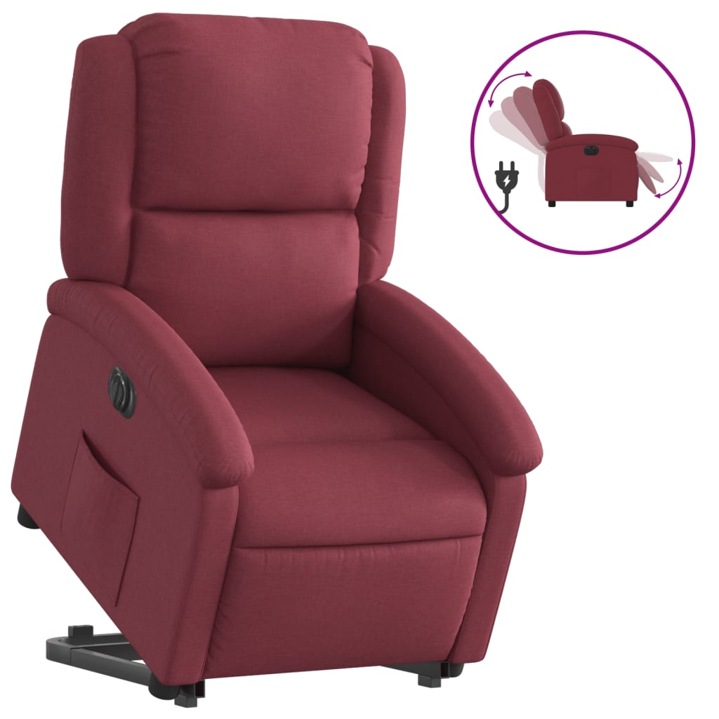 Fauteuil inclinable électrique rouge bordeaux tissu - XIOS