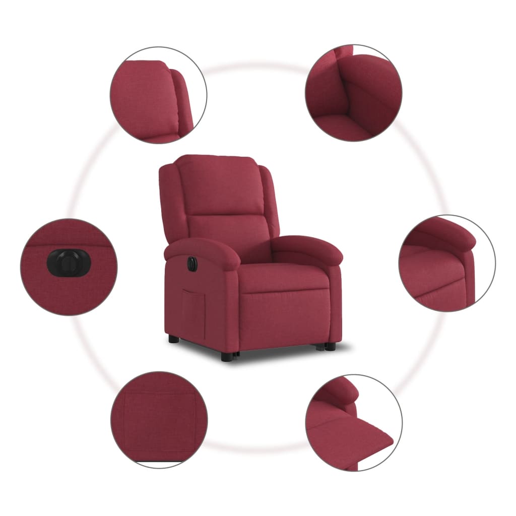 Fauteuil inclinable électrique rouge bordeaux tissu - XIOS