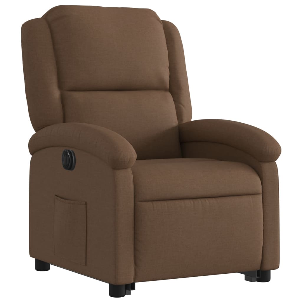 Fauteuil inclinable électrique marron tissu