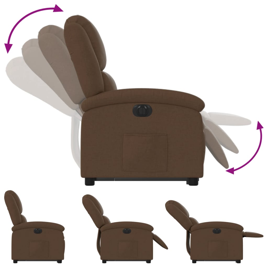 Fauteuil inclinable électrique marron tissu