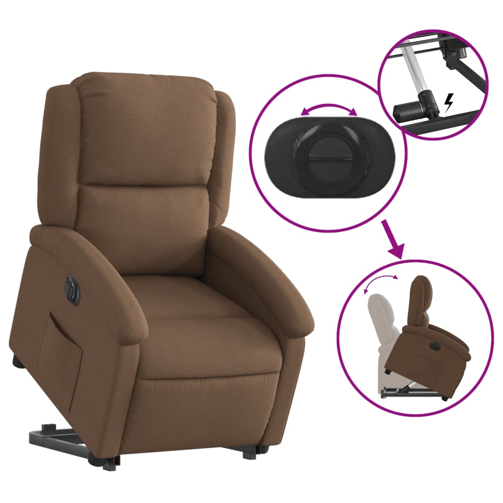 Fauteuil inclinable électrique marron tissu