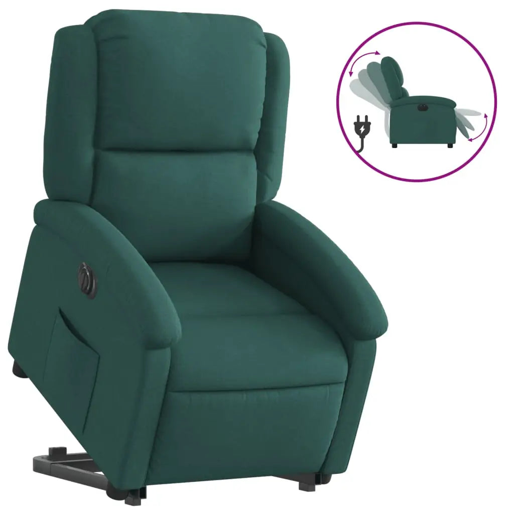 Fauteuil inclinable électrique vert foncé tissu - XIOS