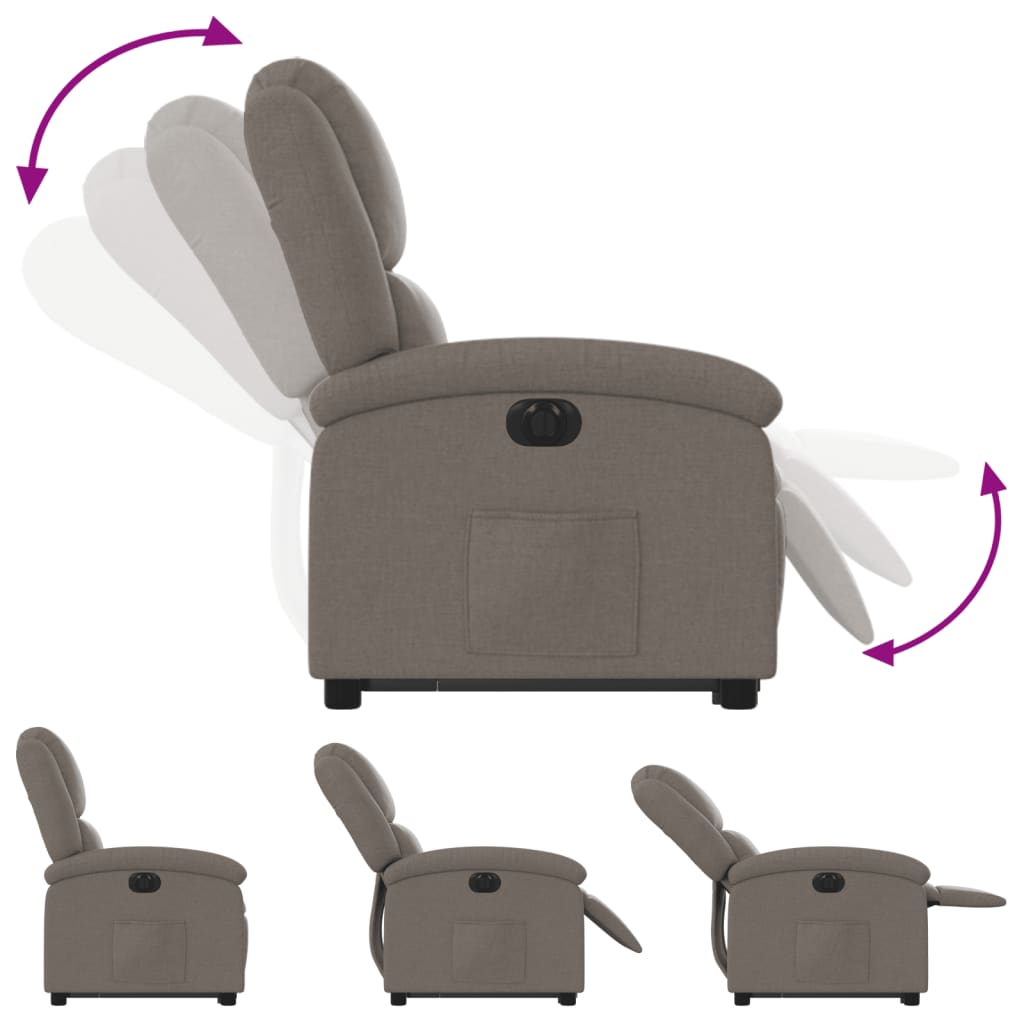 Fauteuil inclinable électrique taupe tissu