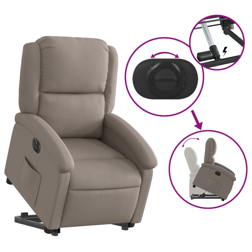Fauteuil inclinable électrique taupe tissu