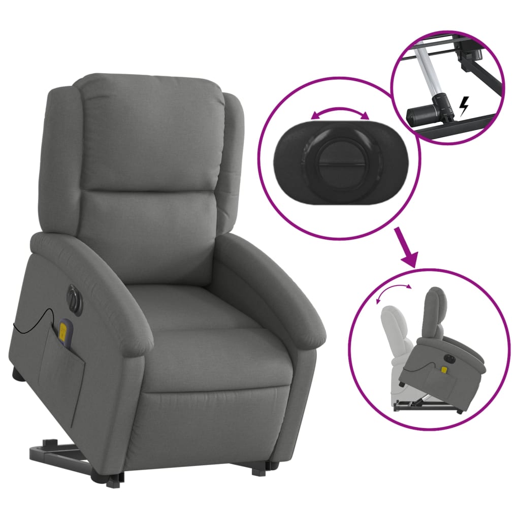 Fauteuil inclinable de massage électrique Gris foncé Tissu - XIOS