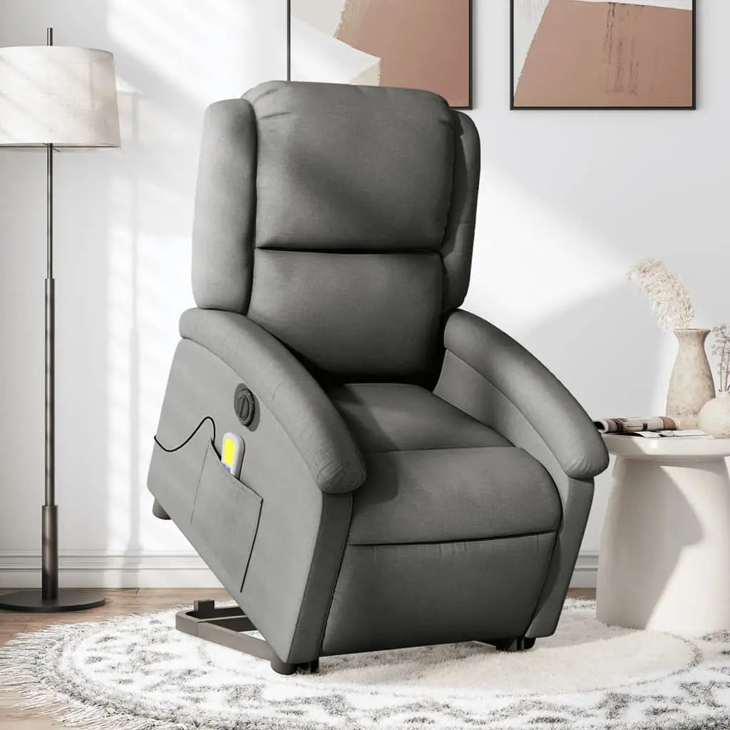 Fauteuil inclinable de massage électrique Gris foncé Tissu - XIOS