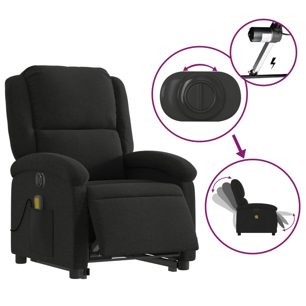 Fauteuil inclinable de massage électrique Noir Tissu - XIOS