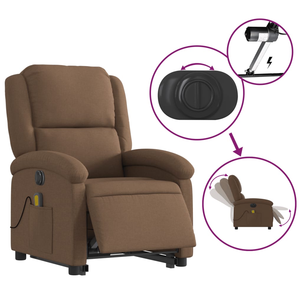 Fauteuil inclinable de massage électrique Marron Tissu - XIOS