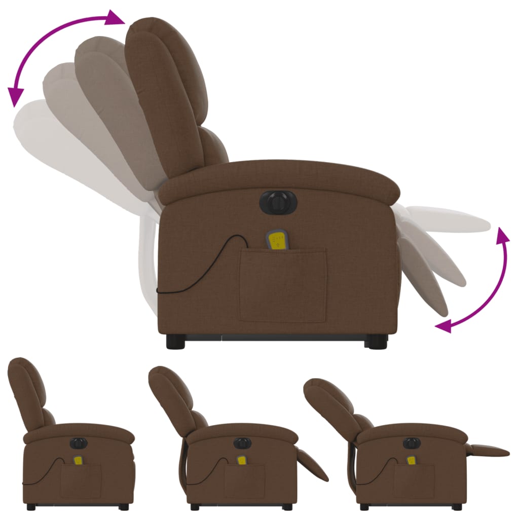 Fauteuil inclinable de massage électrique Marron Tissu - XIOS