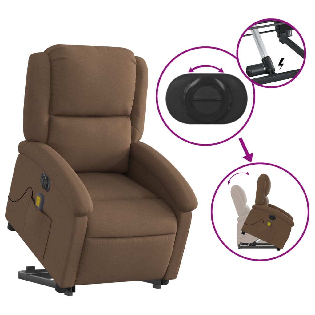 Fauteuil inclinable de massage électrique Marron Tissu - XIOS