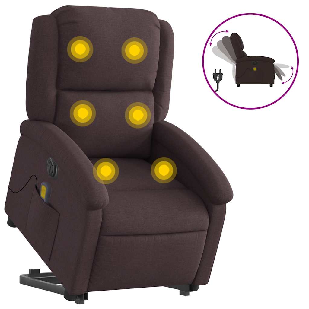 Fauteuil inclinable de massage électrique Marron foncé Tissu - XIOS