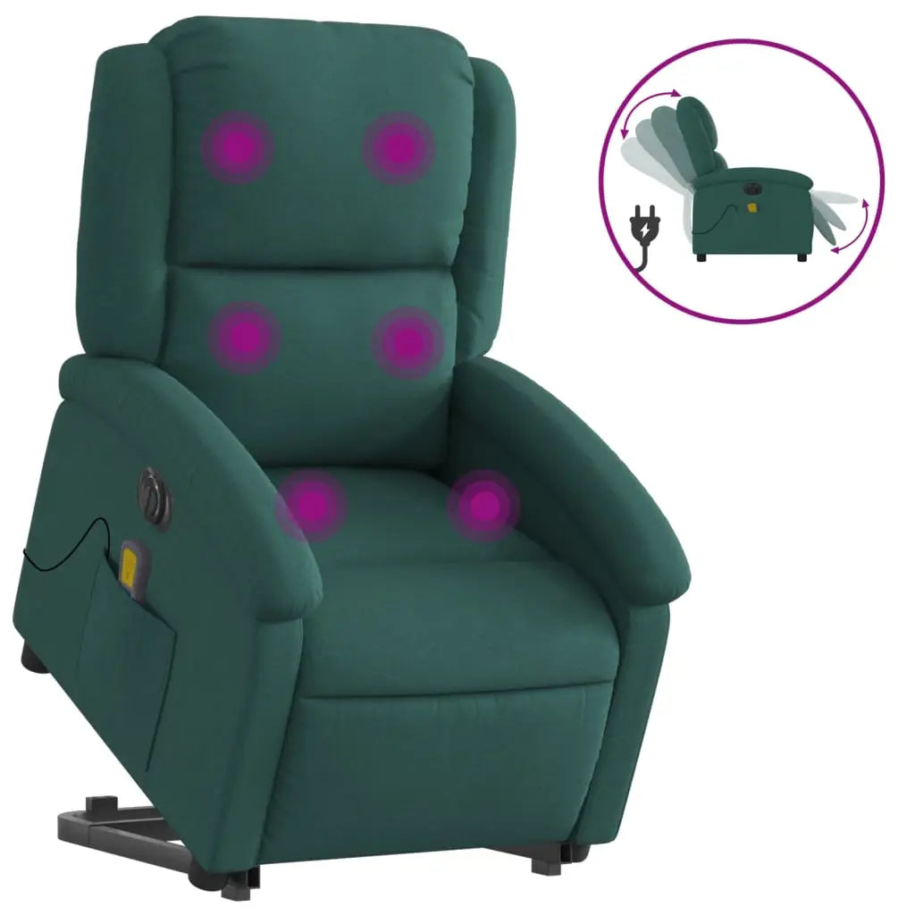 Fauteuil inclinable de massage électrique Vert foncé Tissu - XIOS