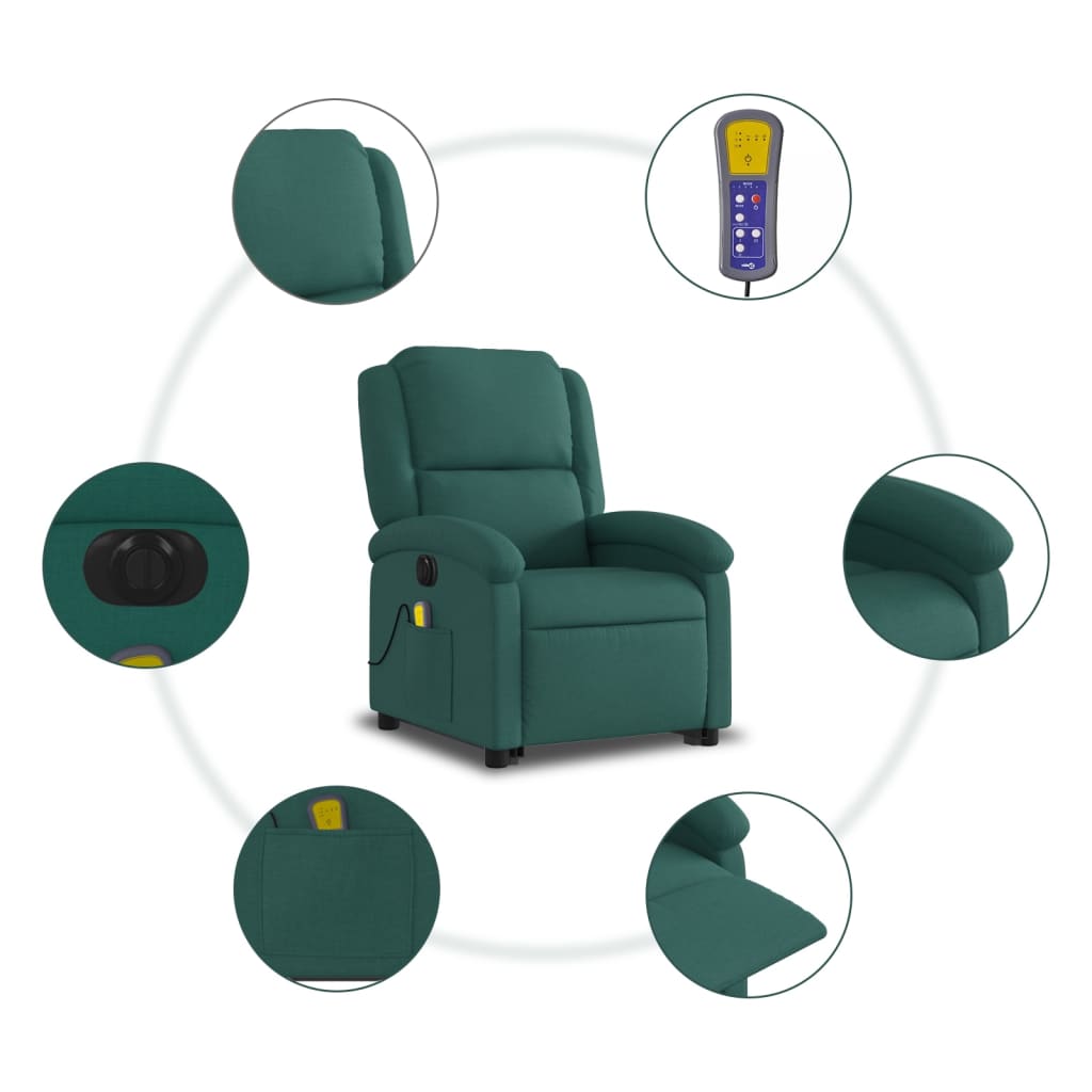 Fauteuil inclinable de massage électrique Vert foncé Tissu - XIOS