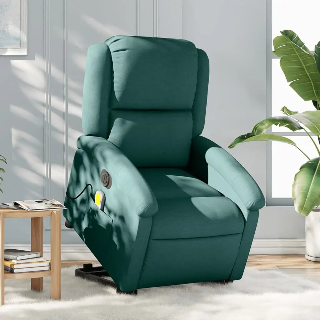 Fauteuil inclinable de massage électrique Vert foncé Tissu - XIOS