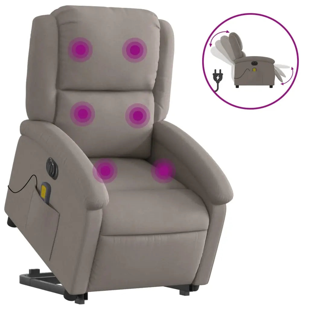 Fauteuil inclinable de massage électrique Taupe Tissu - XIOS