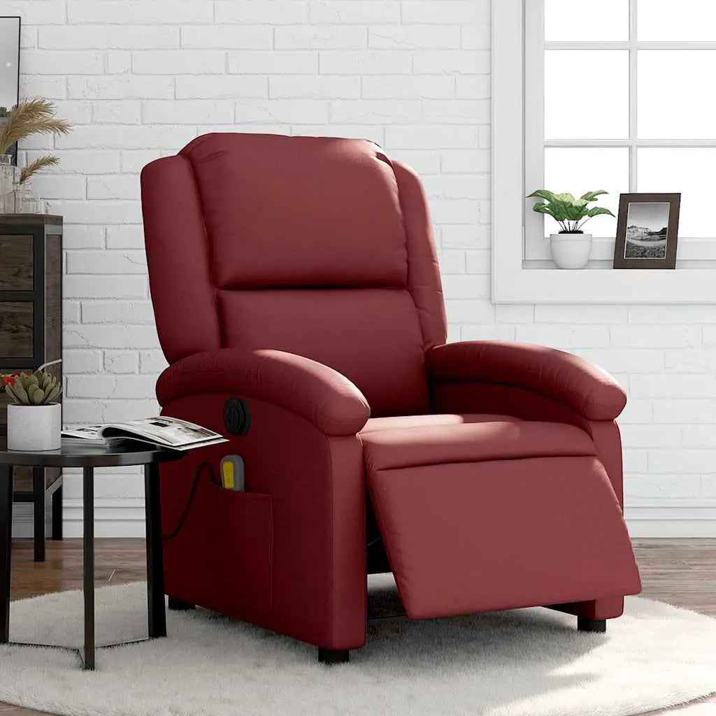 Fauteuil de massage inclinable électrique rouge bordeaux - XIOS