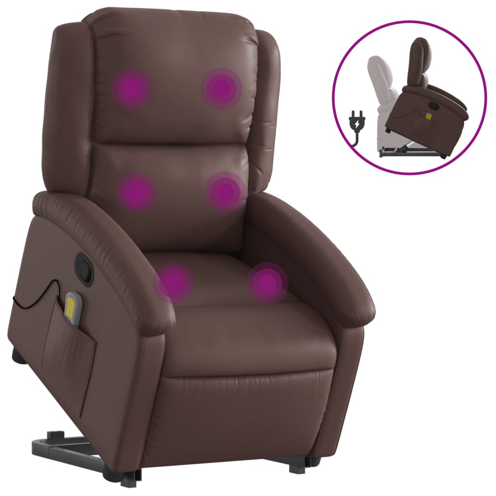 Fauteuil inclinable de massage Marron Similicuir Fauteuils vidaXL
