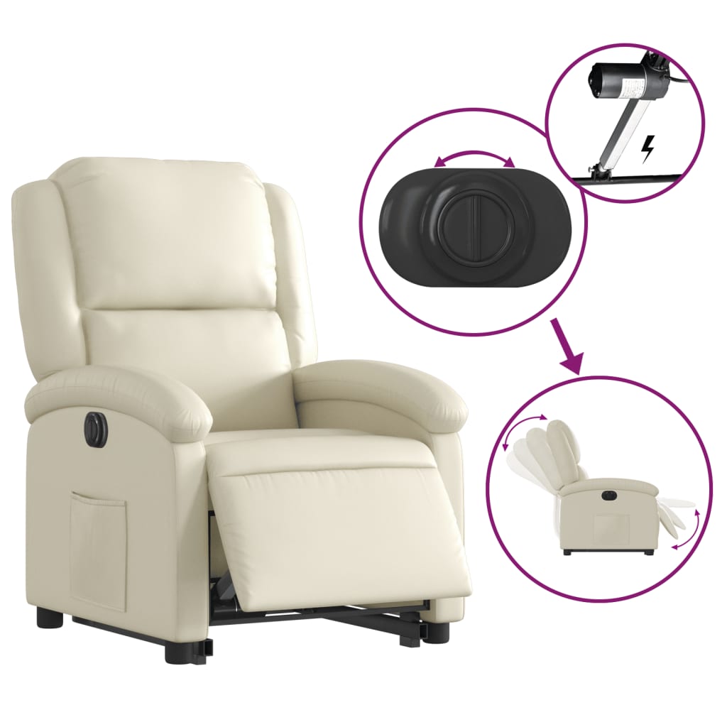 Fauteuil inclinable électrique crème similicuir - XIOS