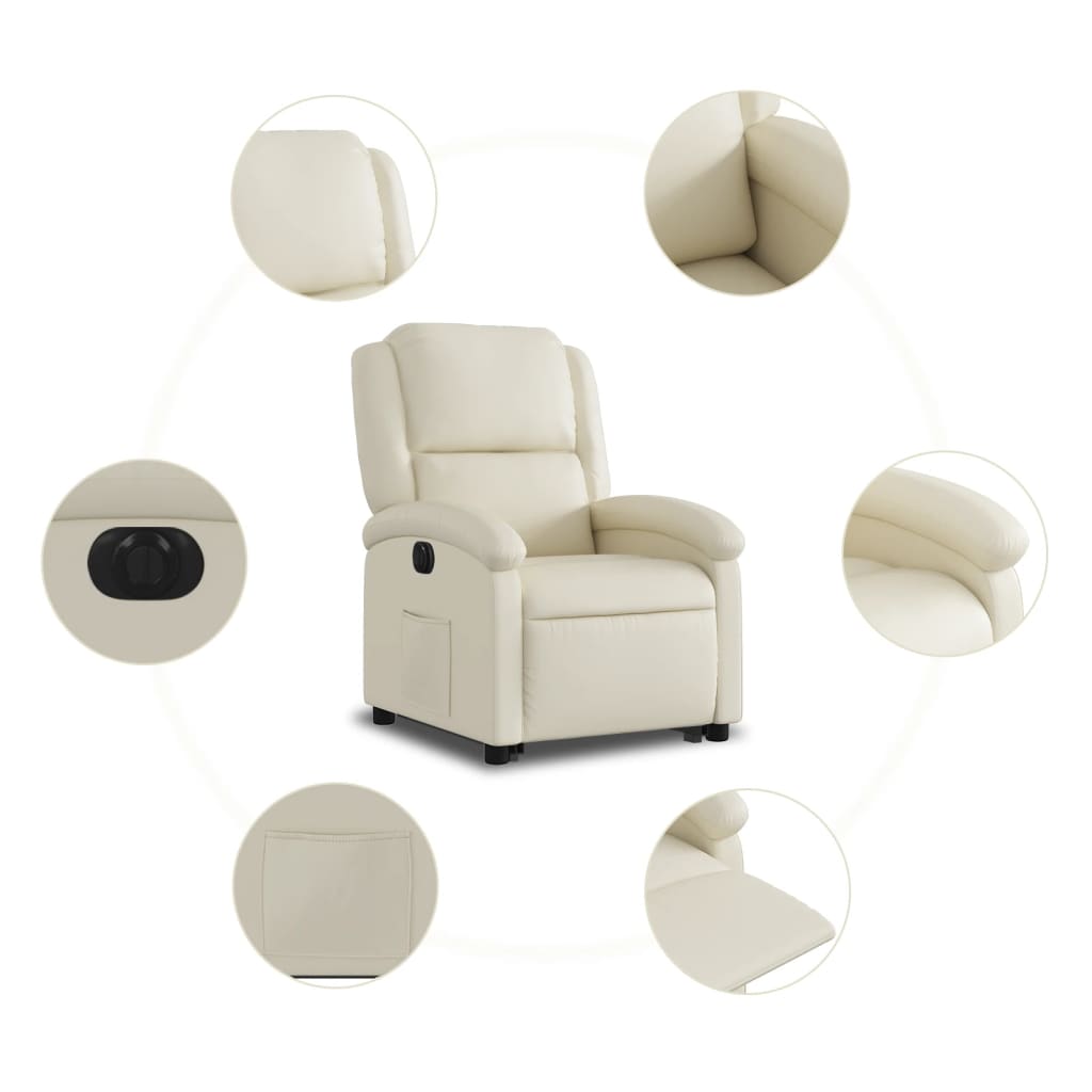 Fauteuil inclinable électrique crème similicuir - XIOS
