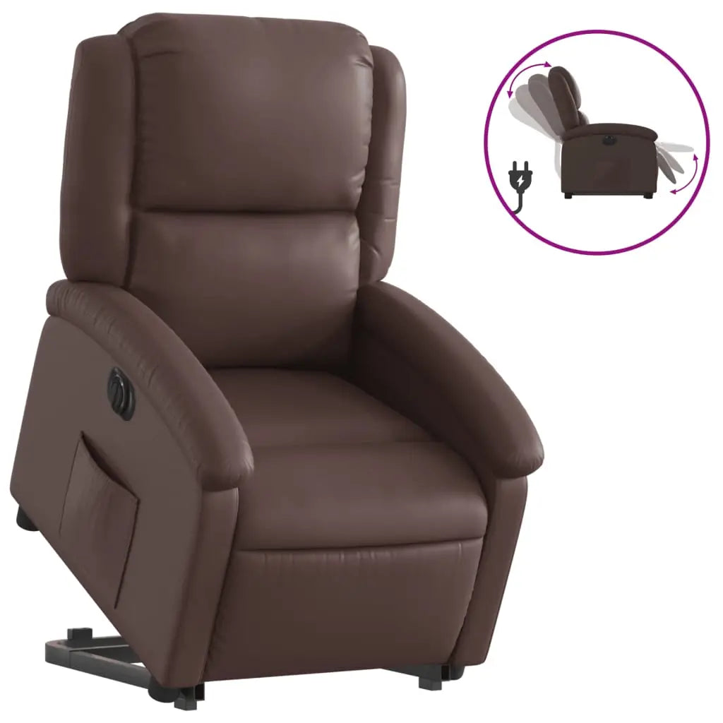 Fauteuil inclinable électrique marron similicuir - XIOS