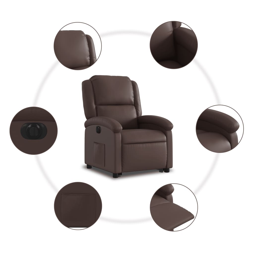 Fauteuil inclinable électrique marron similicuir - XIOS