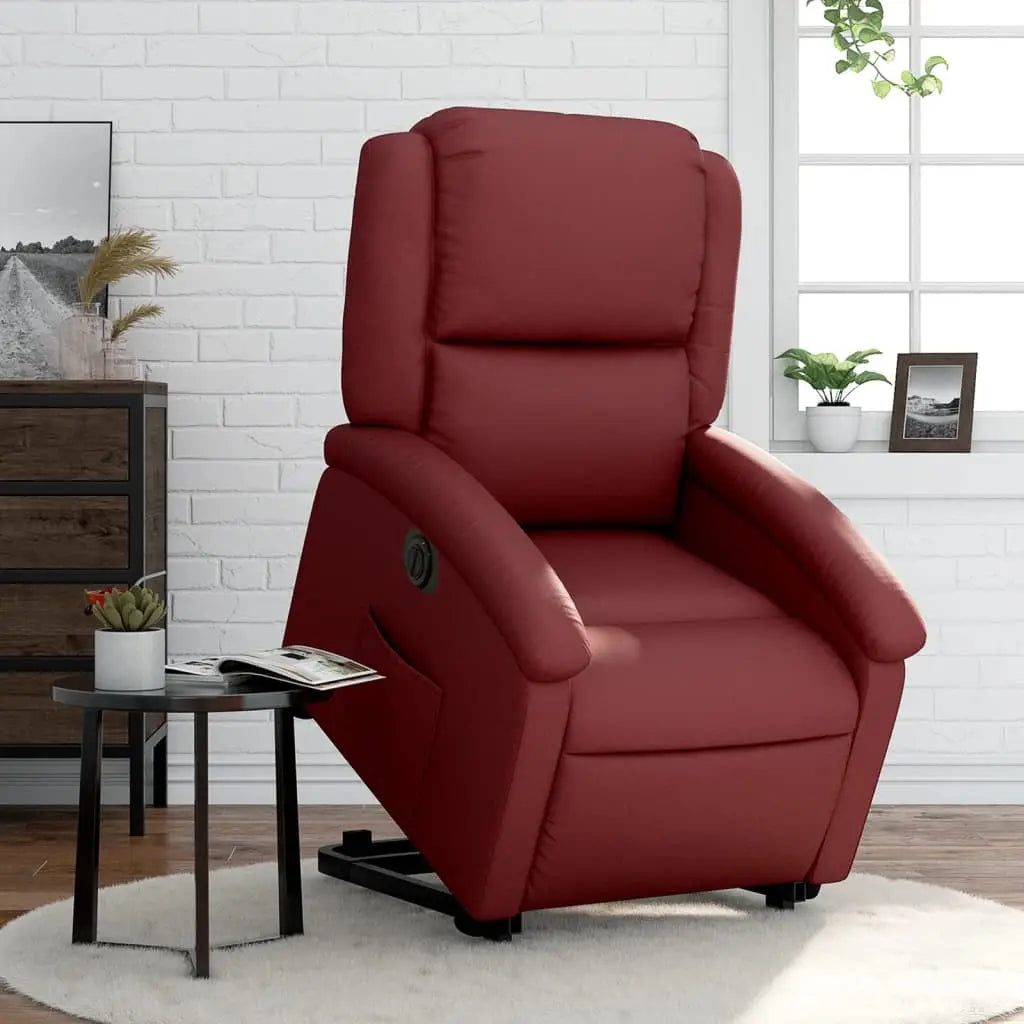 Fauteuil inclinable électrique rouge bordeaux similicuir - XIOS