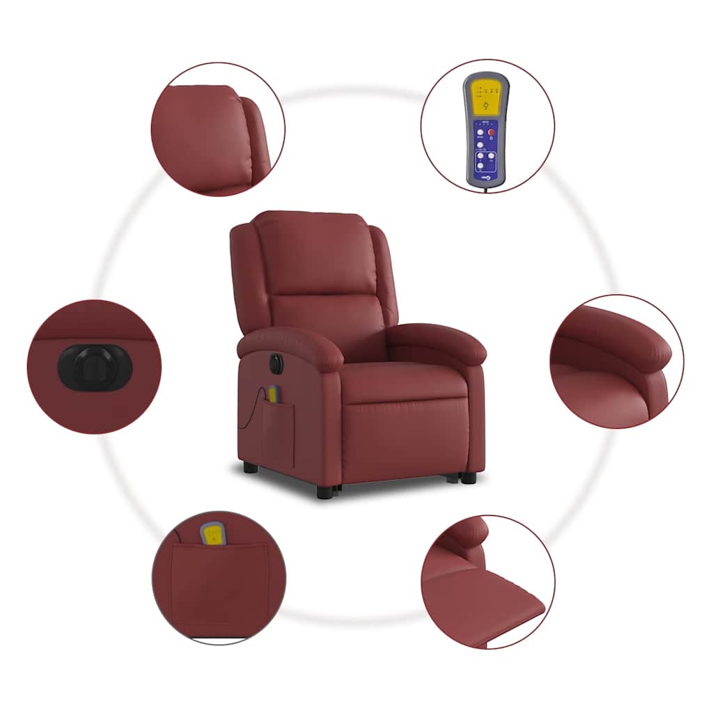 Fauteuil inclinable de massage électrique rouge bordeaux - XIOS