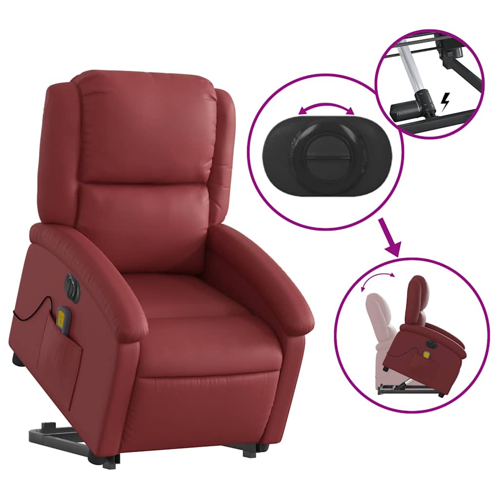 Fauteuil inclinable de massage électrique rouge bordeaux - XIOS
