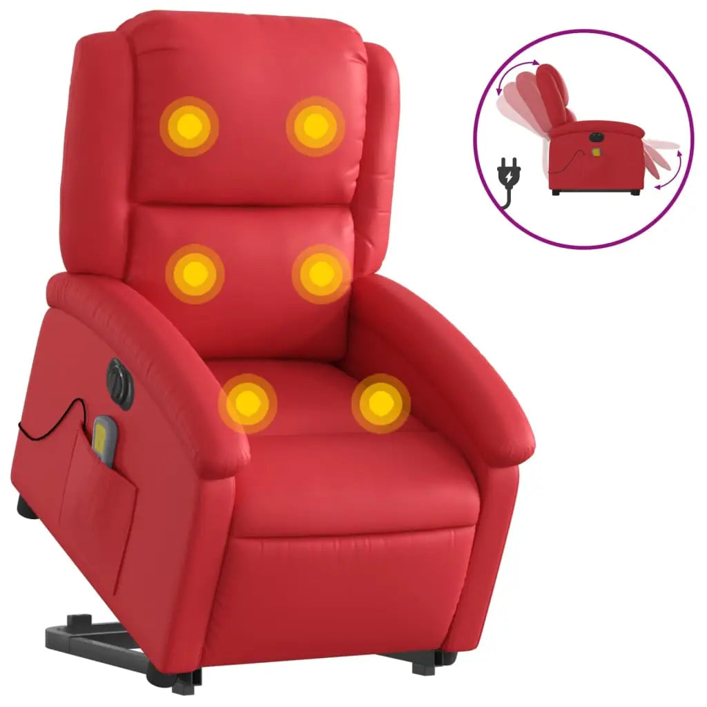 Fauteuil inclinable de massage électrique rouge similicuir - XIOS